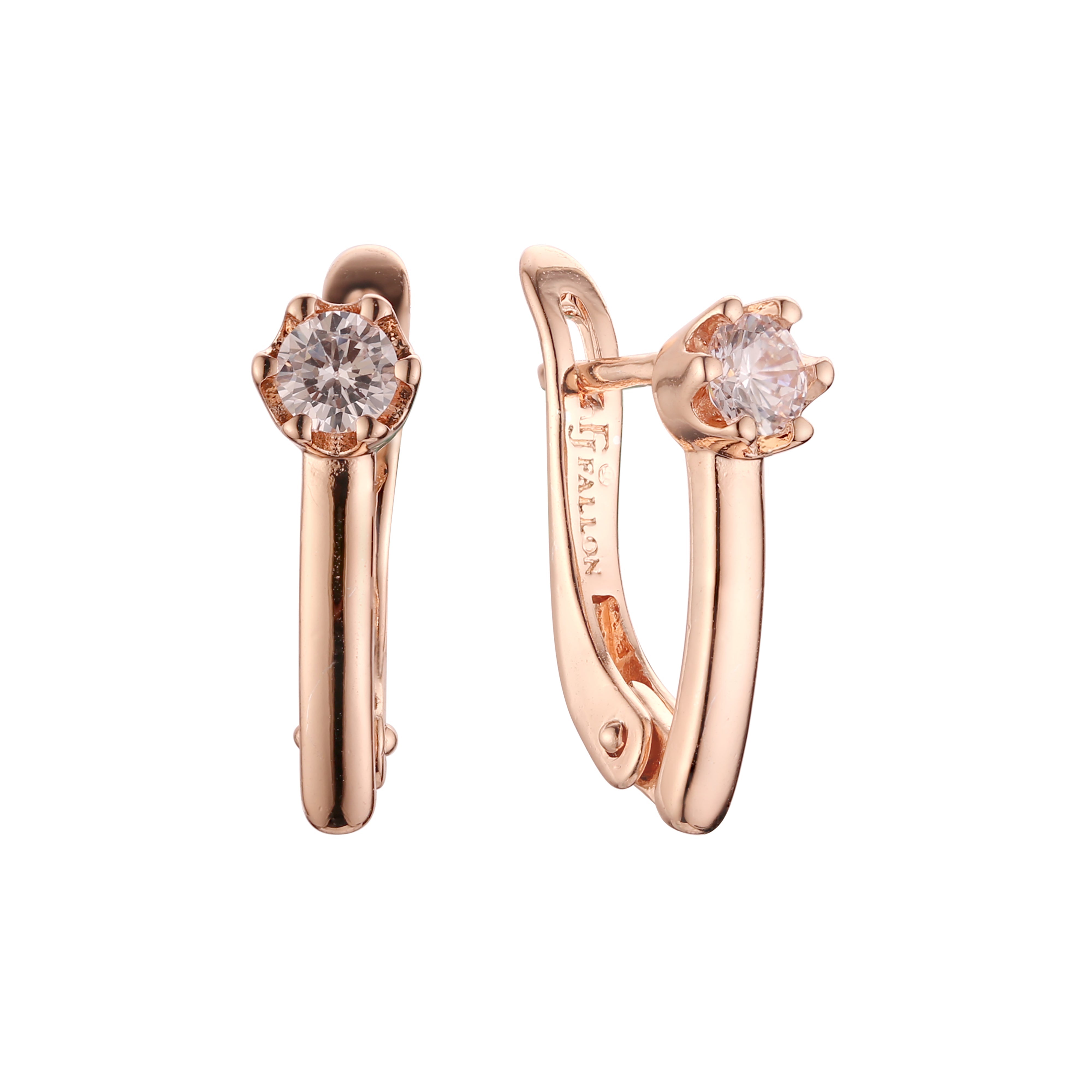 Solitaire earrings in 14K Gold, Rose Gold plating colors