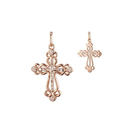 Rose Gold two tone cross pendant