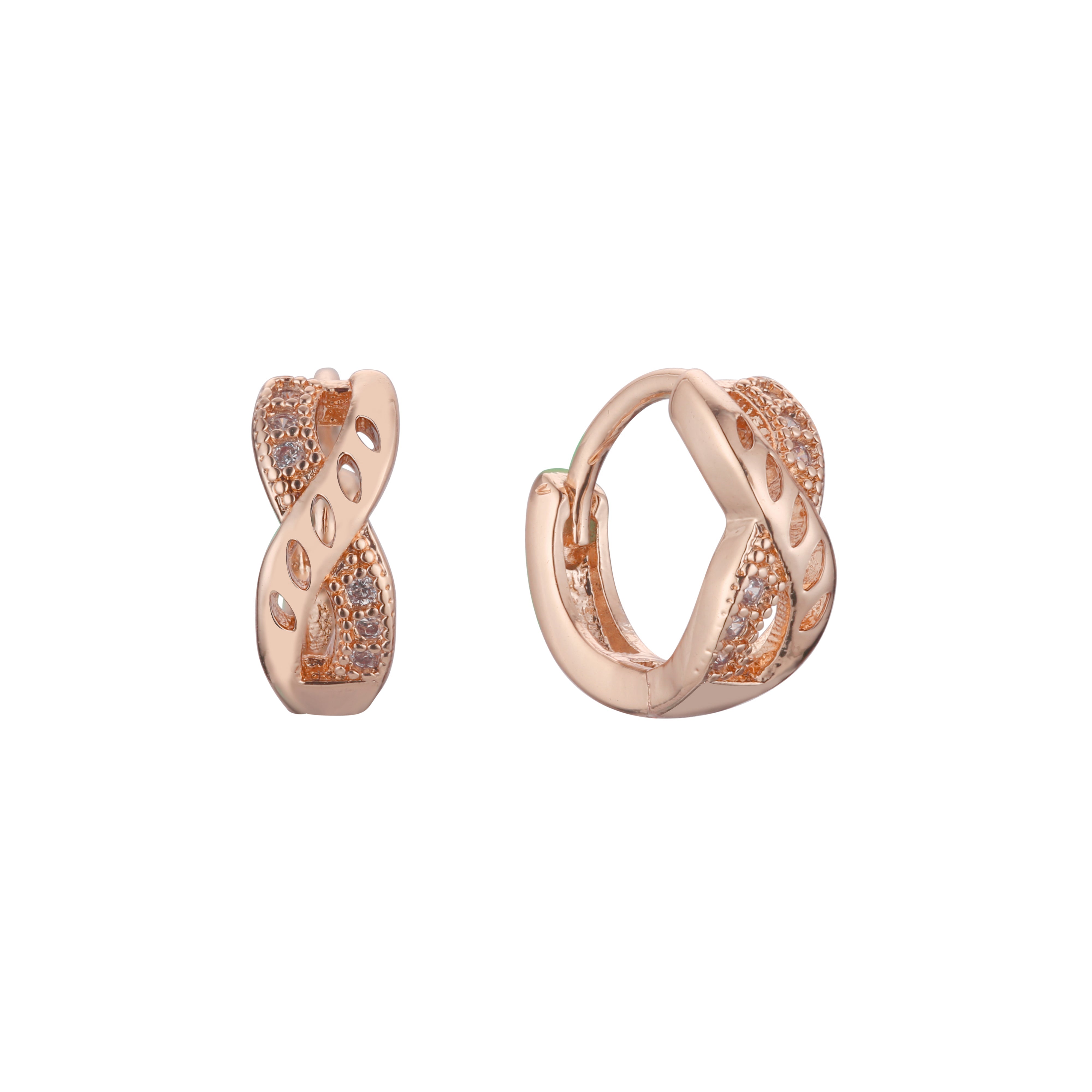 Pendientes Huggie niño en Oro de 14K, baño de Oro Rosa colores