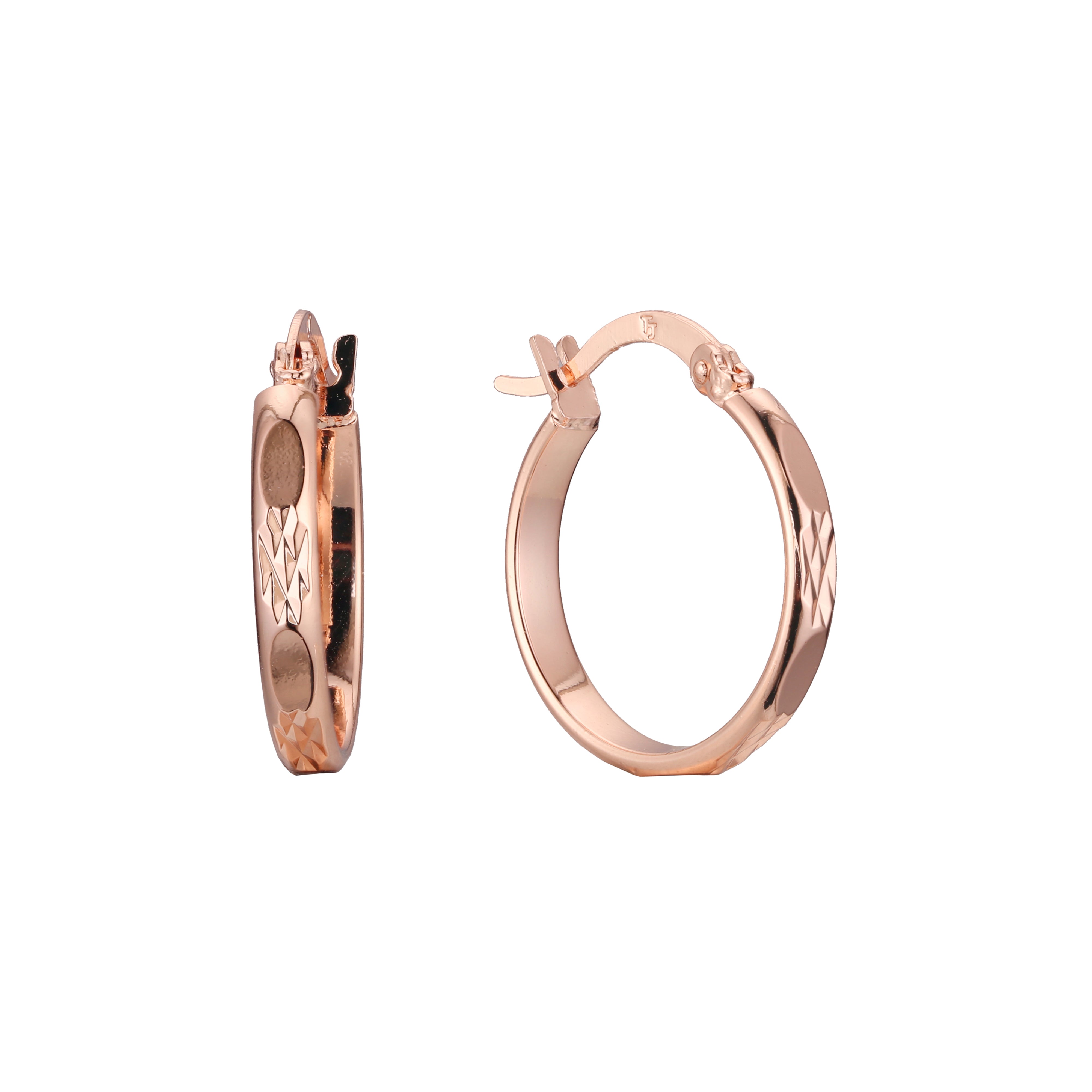 Brinco de argola em ouro 14K, cores banhadas a ouro rosa