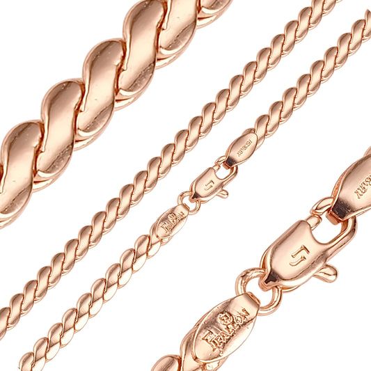 {Customize} Serpentine flat S link glossy Rose Gold chains