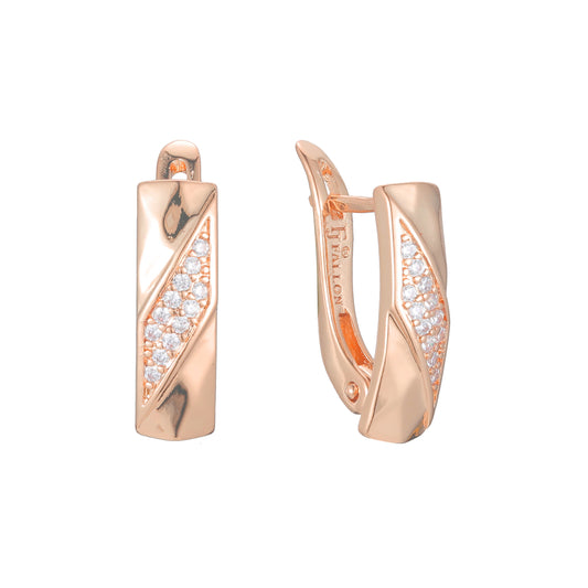 Aretes en Oro 14K, Oro Rosa, baño en dos tonos