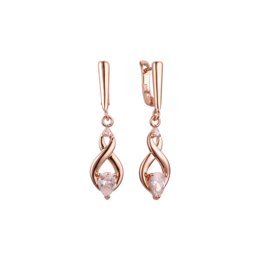 Aretes colgantes de racimo en Oro 14K, colores baño de oro rosa