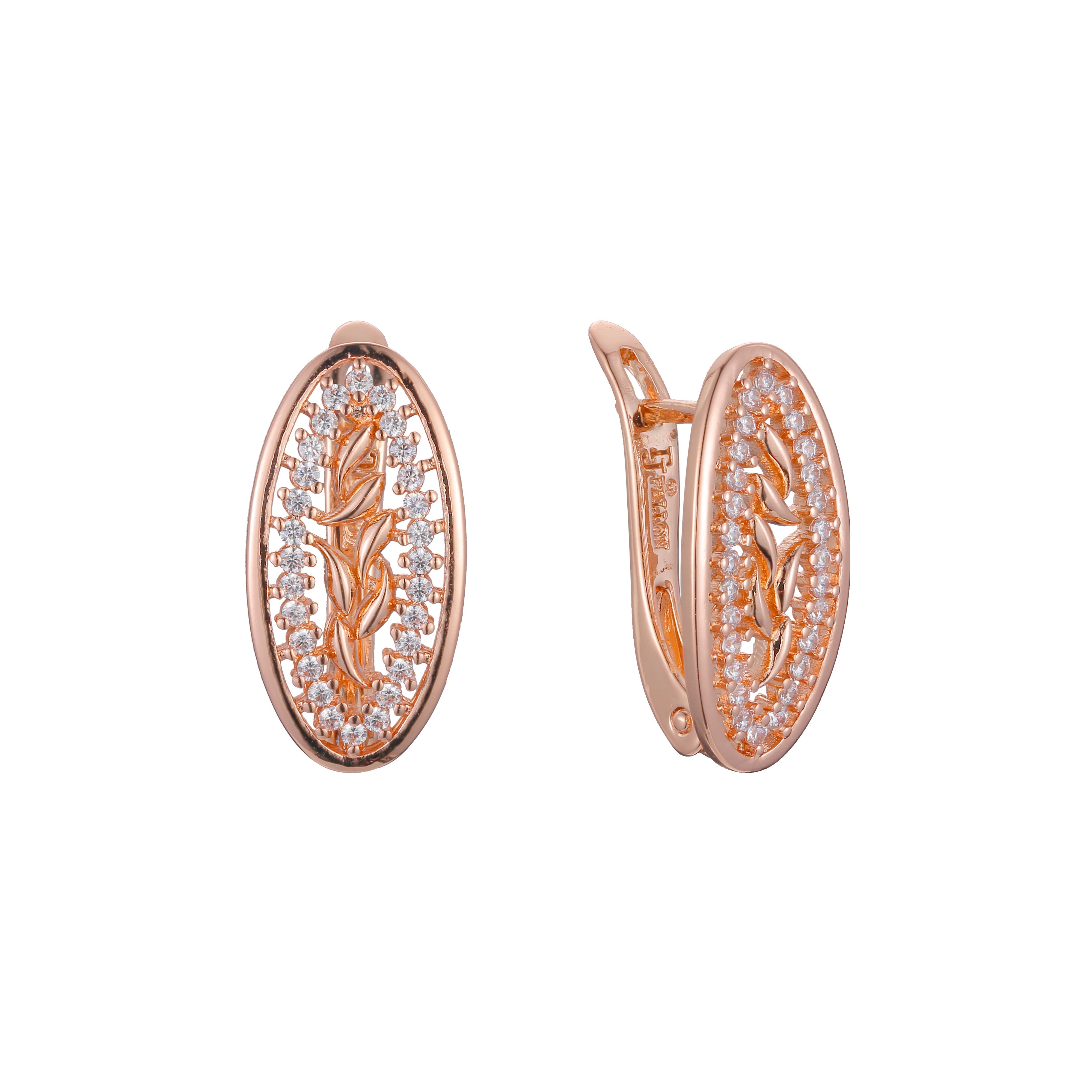 Brincos Leaves em ouro 14K, ouro rosa, duas cores de revestimento