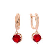 Solitaire red cz drop Rose Gold earrings