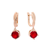 Brincos Solitaire Red Cz Drop Rose Gold