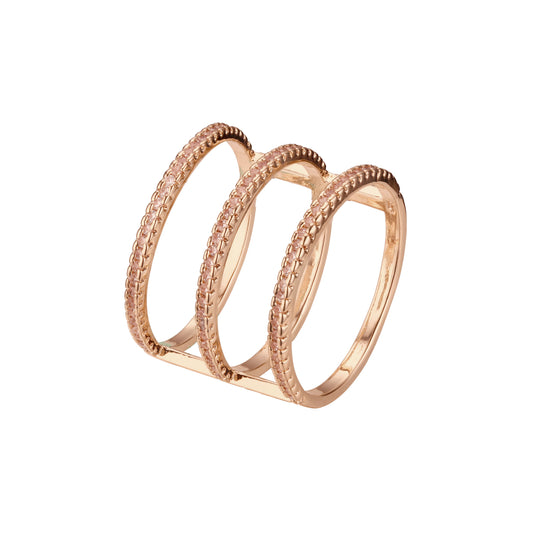 Rose Gold trinity rings paving stones