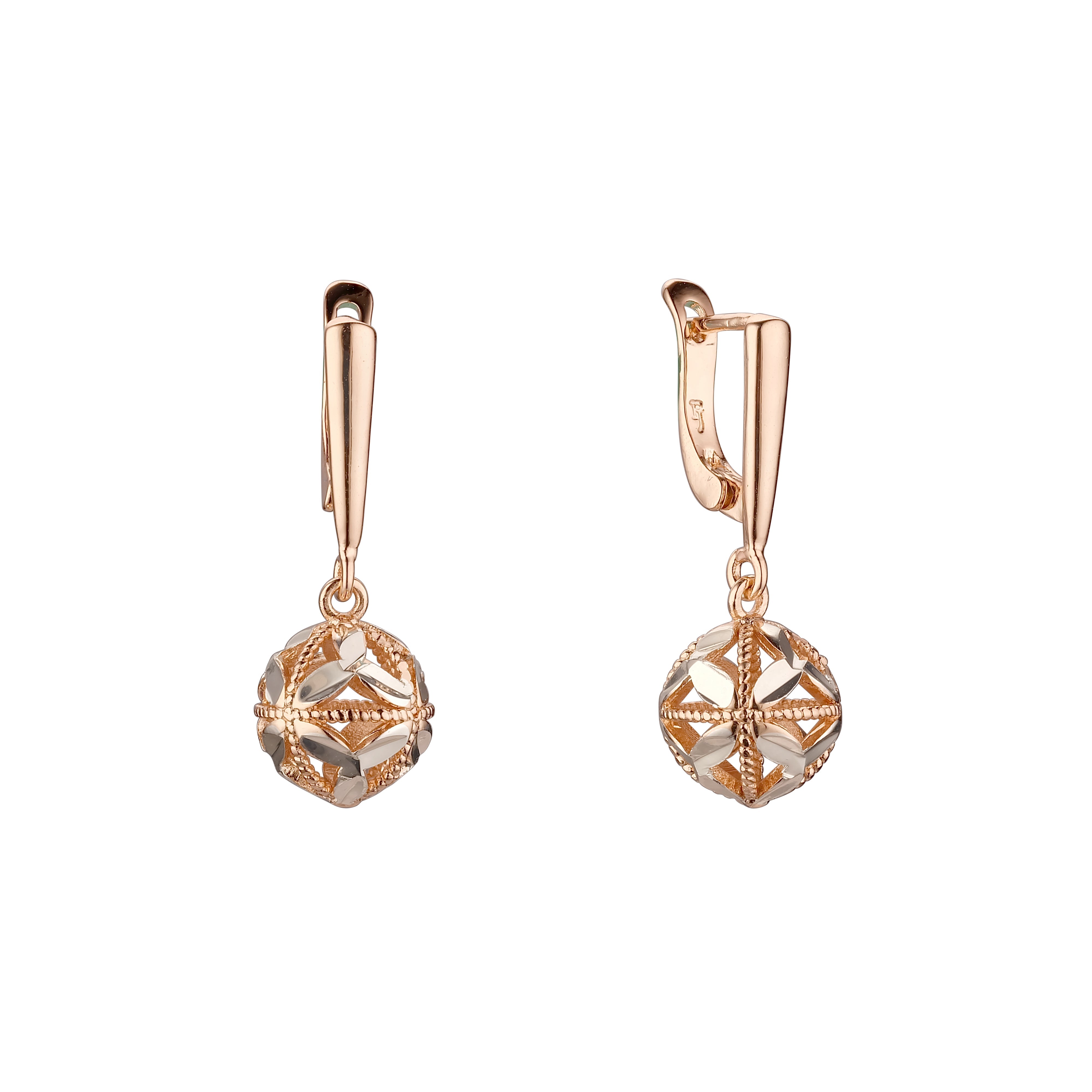 Beads earrings in Rose Gold, two tone plating colors