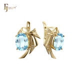 .Pendientes solitarios Wings en Oro de 14K, colores chapados en Oro Rosa