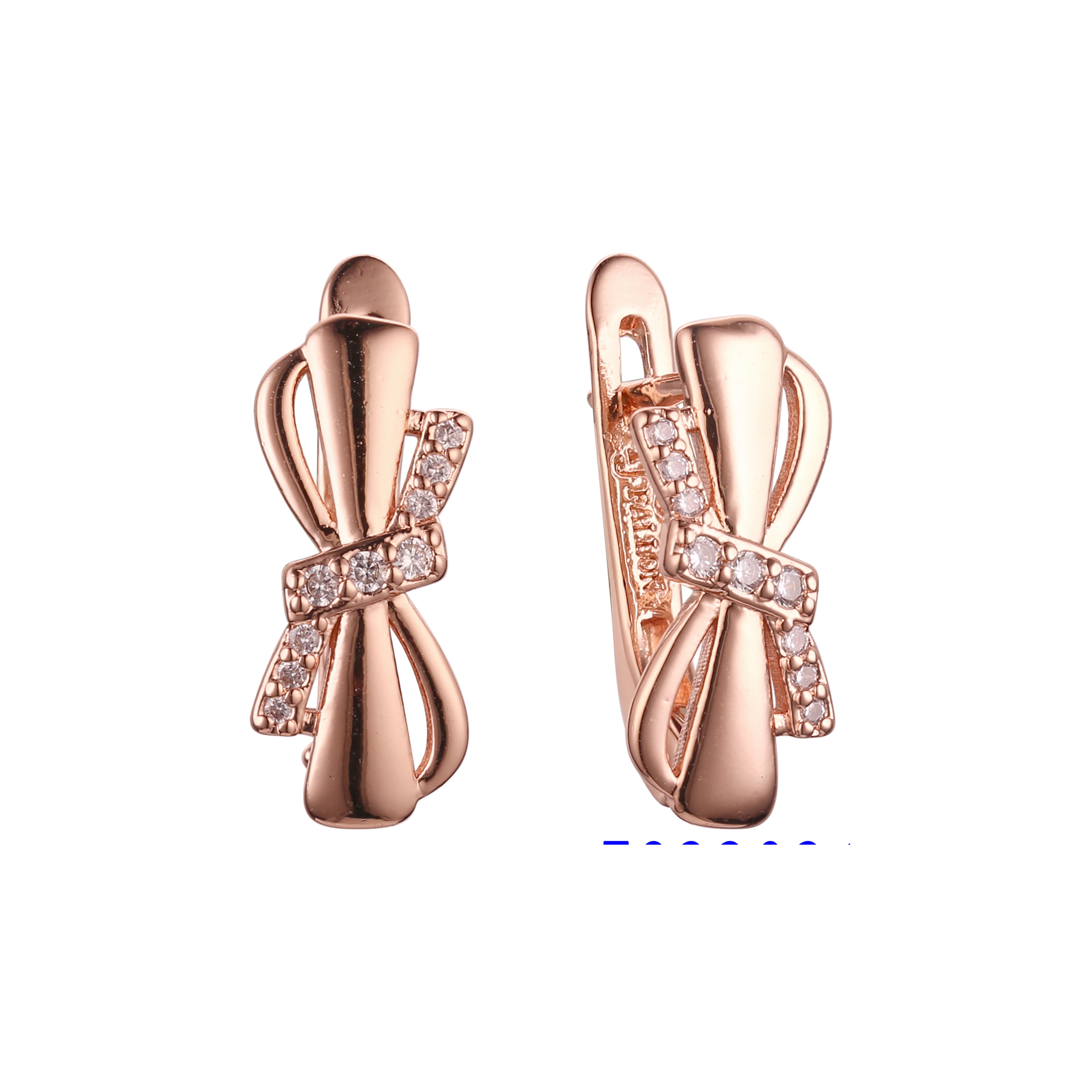 Ribbon cluster earrings in 14K Gold, Rose Gold, two tone plating colors