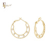 Cluster White CZs dotted 14K Gold Hoop earrings