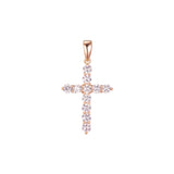 Pingente de cruz latina em ouro 14K, ouro rosa, cores banhadas a ouro 18K