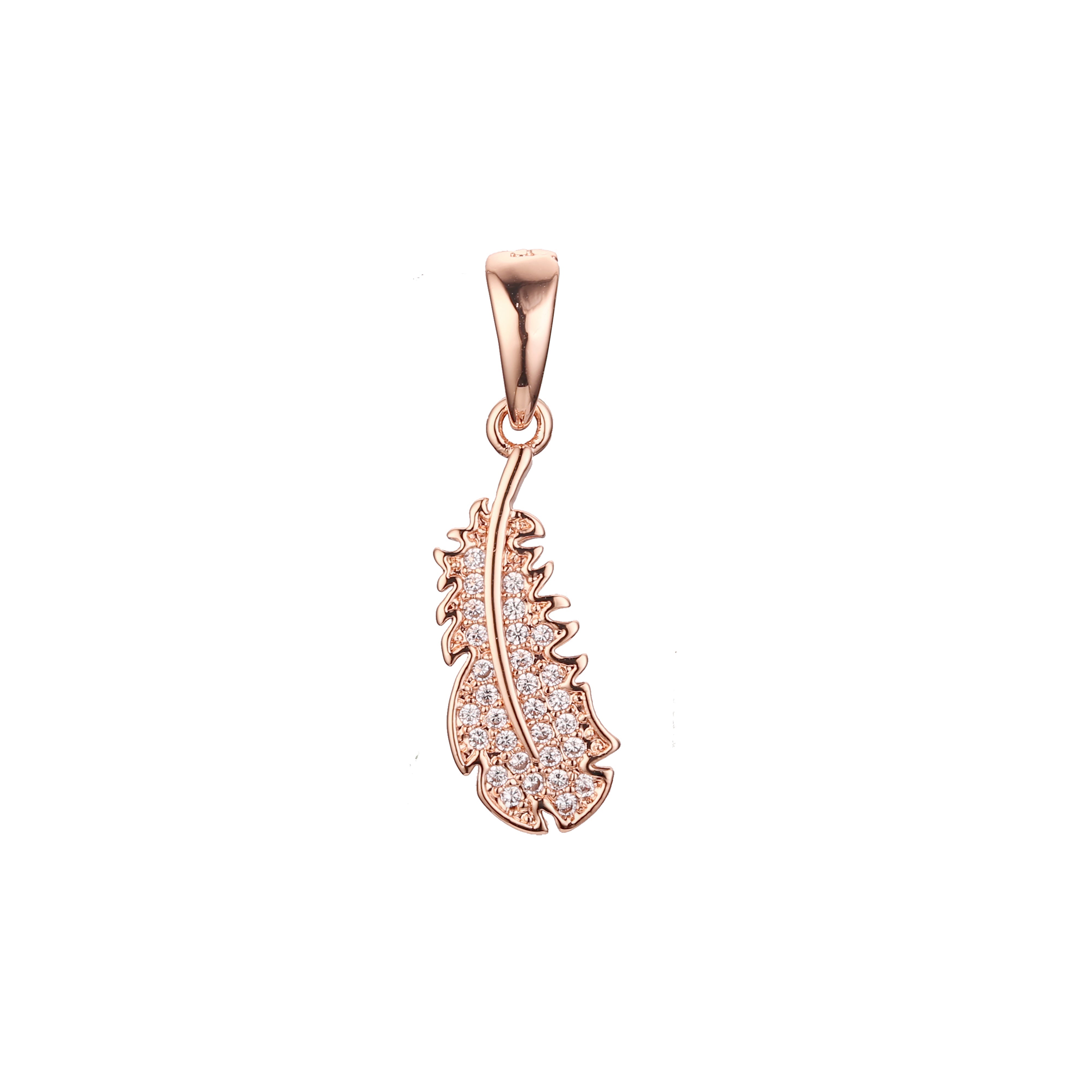 Rose Gold great feather pendant