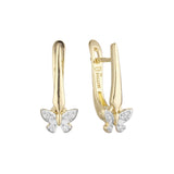 Butterfly earrings in 14K Gold, Rose Gold, two tone plating colors