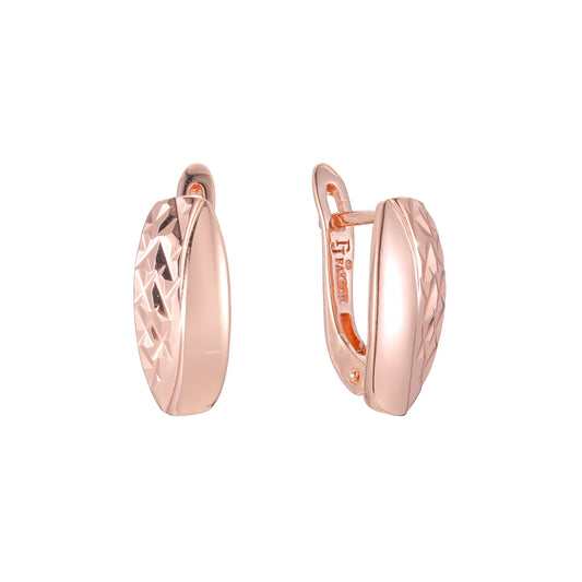 Brincos em ouro 14K, ouro rosa, duas cores de revestimento