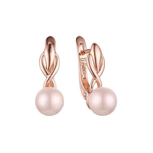 Aretes de perlas en Oro 14K, Oro Rosa, baño en dos colores