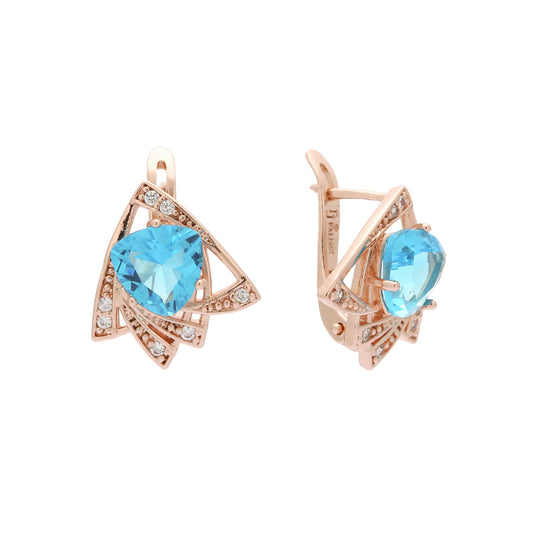 Solitaire geometric triangular CZ Rose Gold earrings