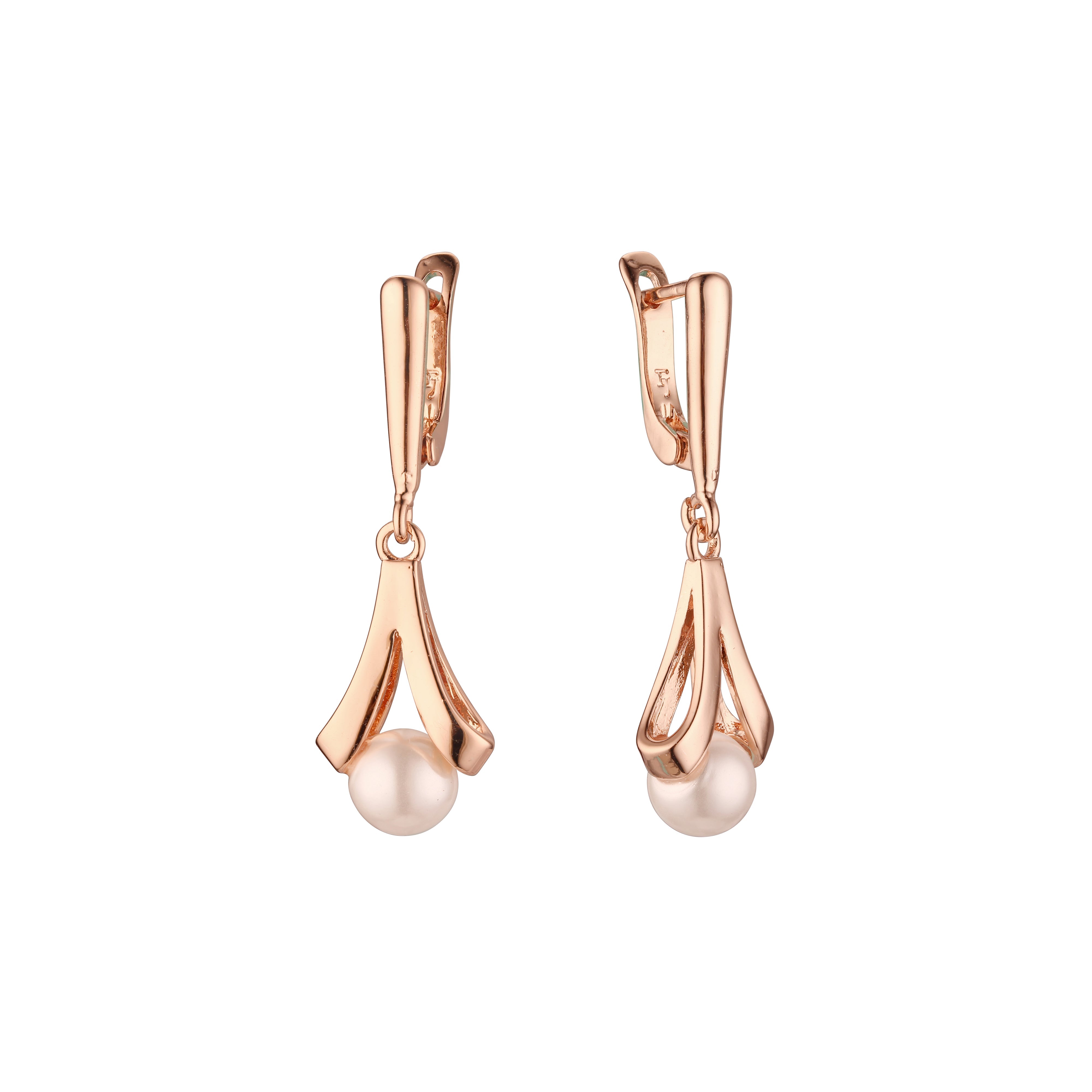 Pendientes de perlas de oro rosa