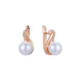 Pearl earrings in 14K Gold, Rose Gold, two tone plating colors