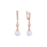 Aretes colgantes de perlas en Oro 14K, oro rosa, baño de dos tonos