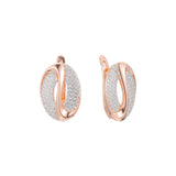 Cluster white or black czs 14K Gold, Rose Gold, two tone Earrings