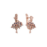 Ballet dancer cluster earrings in 14K Gold, Rose Gold, two tone plating colors