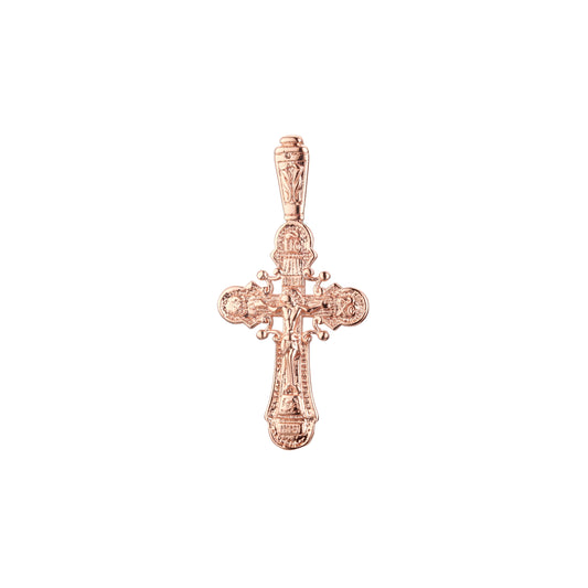 Colgante Cruz de Malta Católica en Oro Rosa y baño de Oro 14K colores