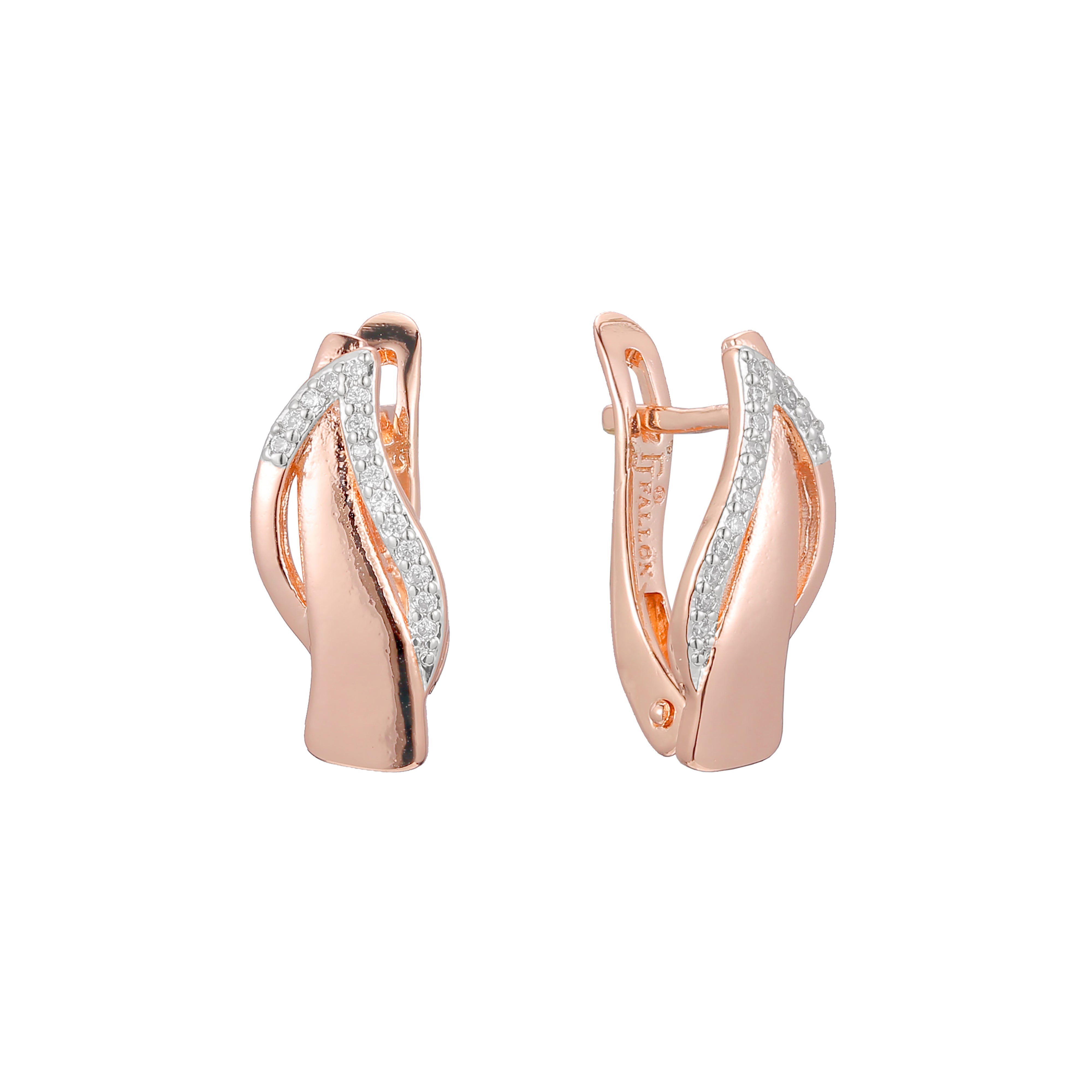 Aretes en Oro 14K, Oro Rosa, baño en dos tonos