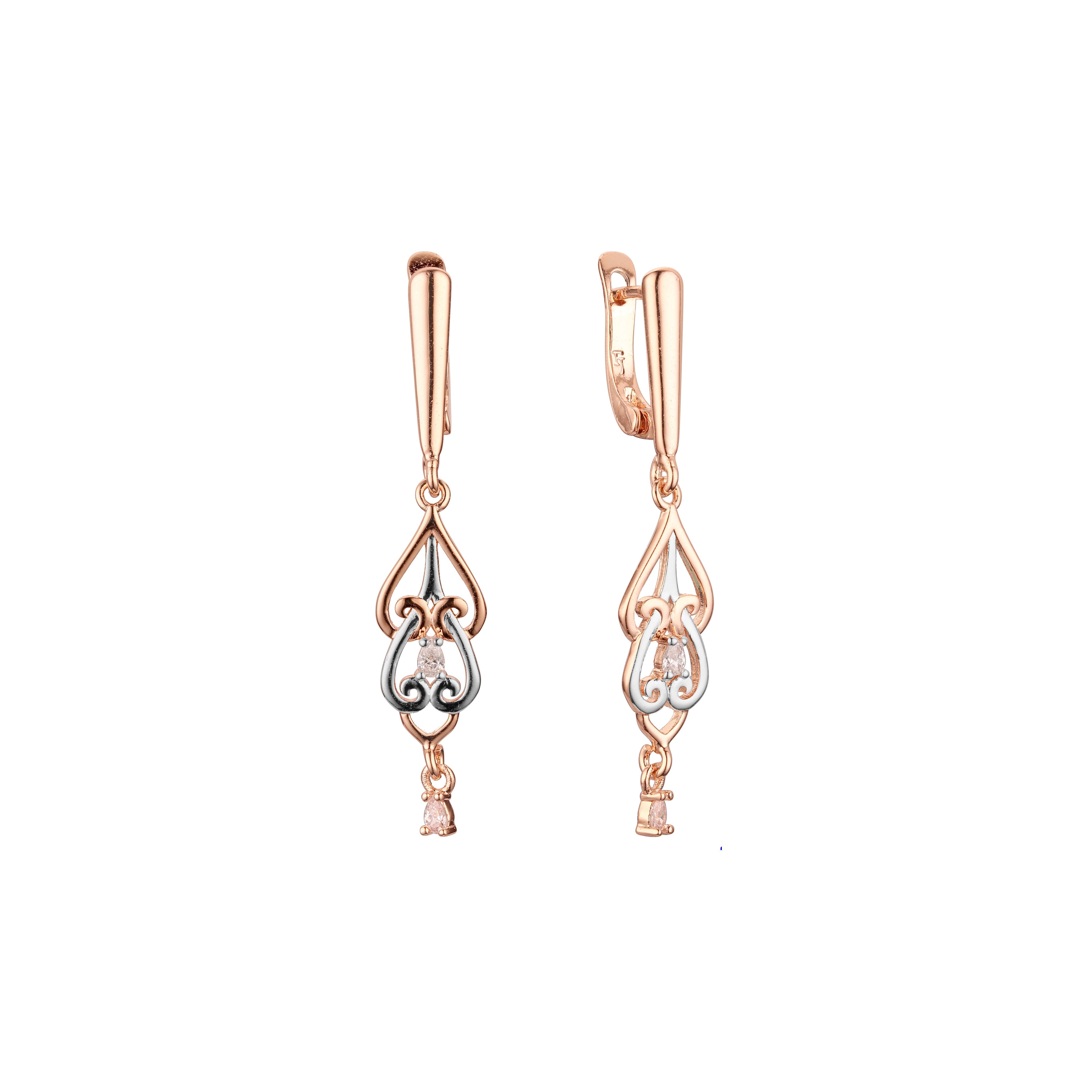 Earrings in Rose Gold, two tone plating colors