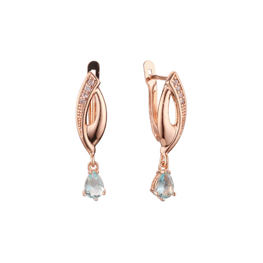 Teardrop stone earrings in 14K Gold, Rose Gold plating colors