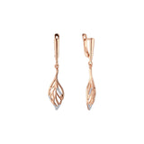 Rose Gold two tone leave drop earrings