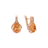 Solitaire teardrop earrings in Rose Gold, two tone plating colors