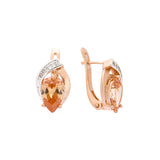 Big teardrop stone earrings in 14K Gold, Rose Gold, two tone plating colors