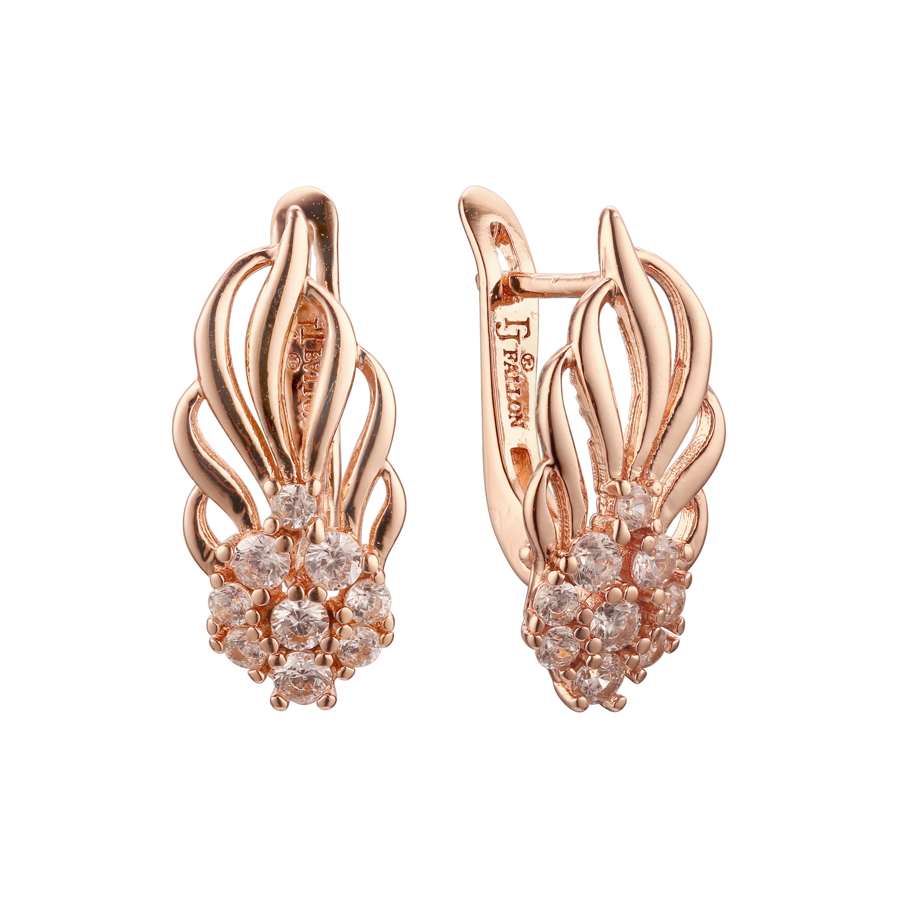 Brincos Cluster CZ Rose Gold branco