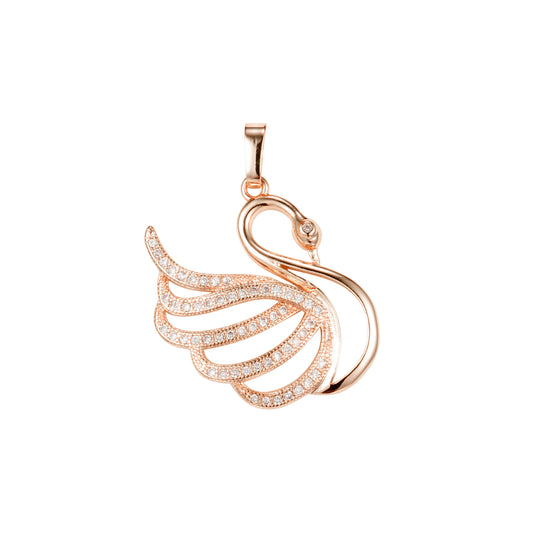 Swan pendant in Rose Gold, 14K Gold plating colors