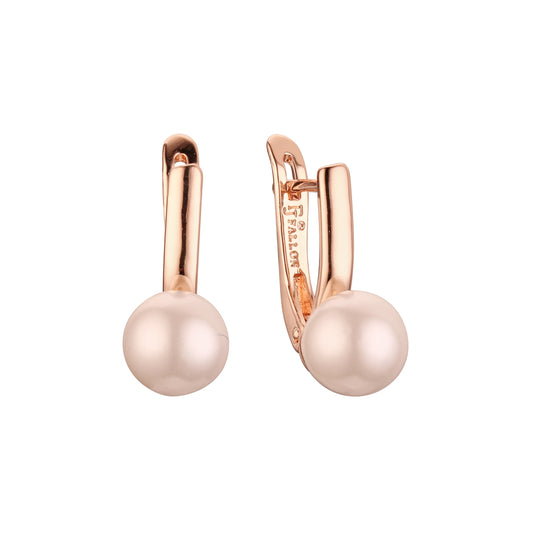 Aretes de Perlas en Oro de 14K, colores baño de Oro Rosa