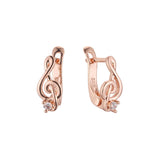 Pendientes de niño con racimo de notas musicales en Oro de 14K, baño de Oro Rosa en colores