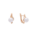 Pearl earrings in Rose Gold, two tone plating colors