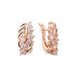 .Luxuosas milhares de folhas e brincos brancos CZs Rose Gold