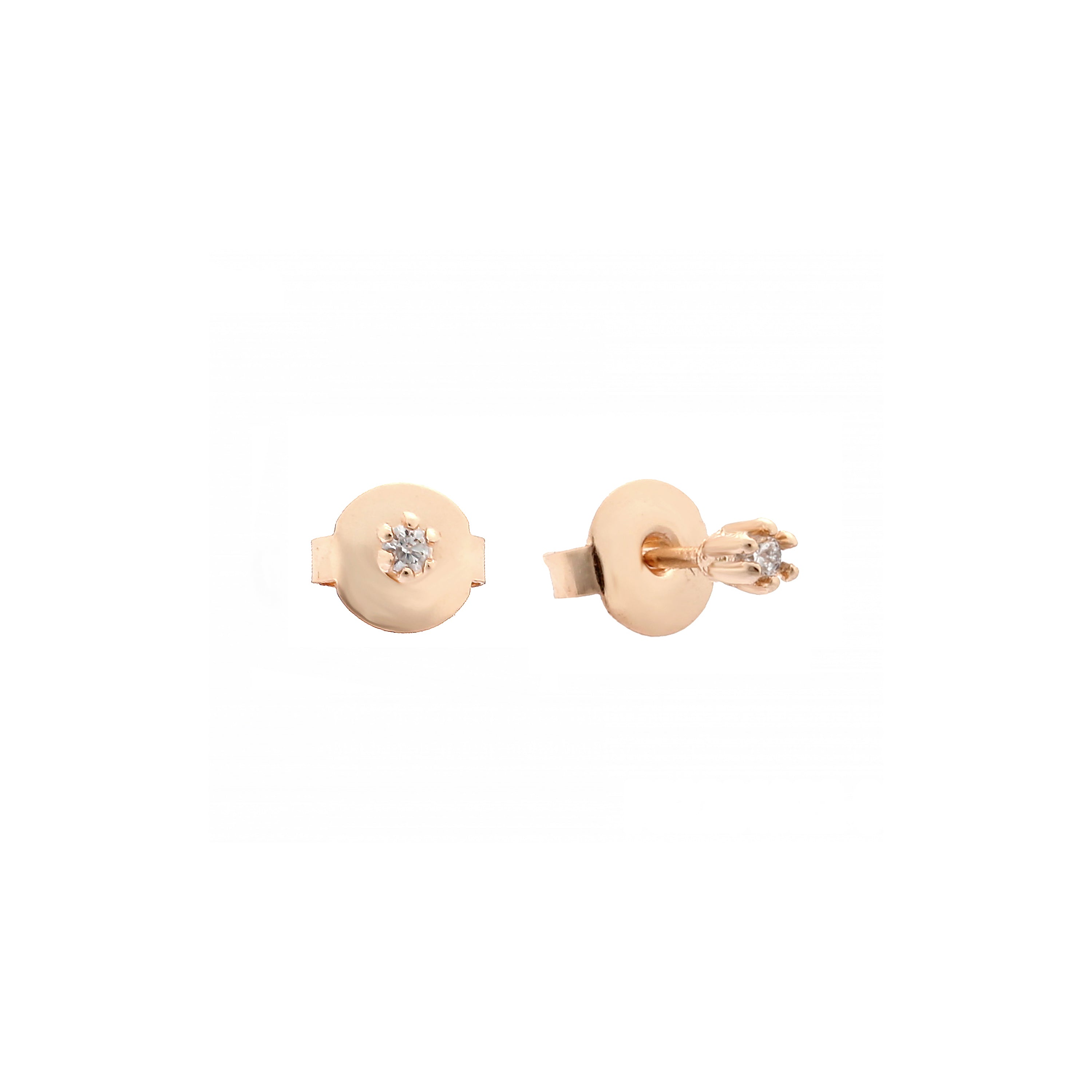 Solitario con garras CZ [2 mm - 6 mm] Oro blanco, aretes de oro rosa