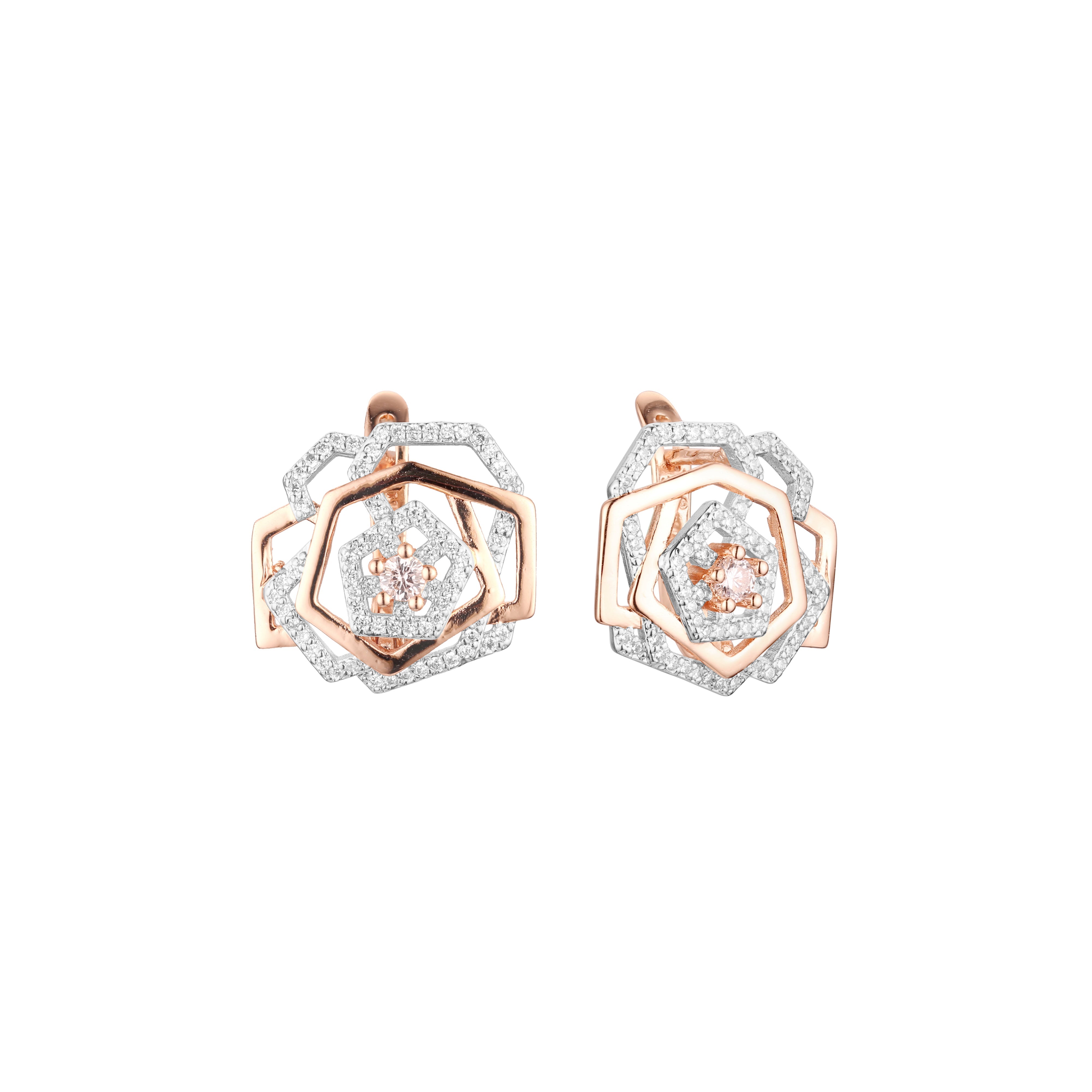 Earrings in Rose Gold, two tone plating colors