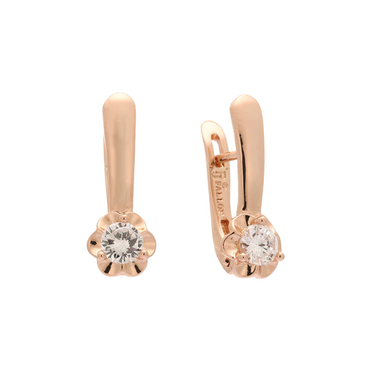 Pendientes Solitario en Oro de 14K, baño de Oro Rosa colores