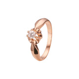 Solitaire round stone rings in 18K Gold, White Gold, 14K Gold, Rose Gold plating colors