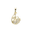 Cluster 14K Gold swan pendant