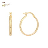 Rhombus Textured 14K Gold hoop earrings