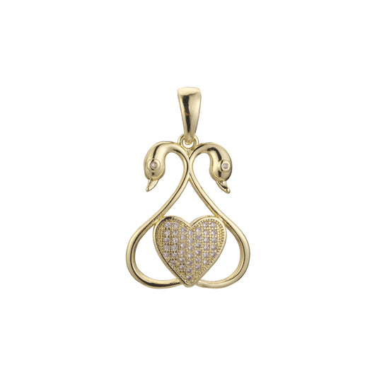 Colgante Corazón y Cisne Oro 14K