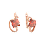 Solitaire Apple squared CZs Rose Gold earrings