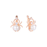 Spider pearl earrings in 14K Gold, Rose Gold, two tone plating colors