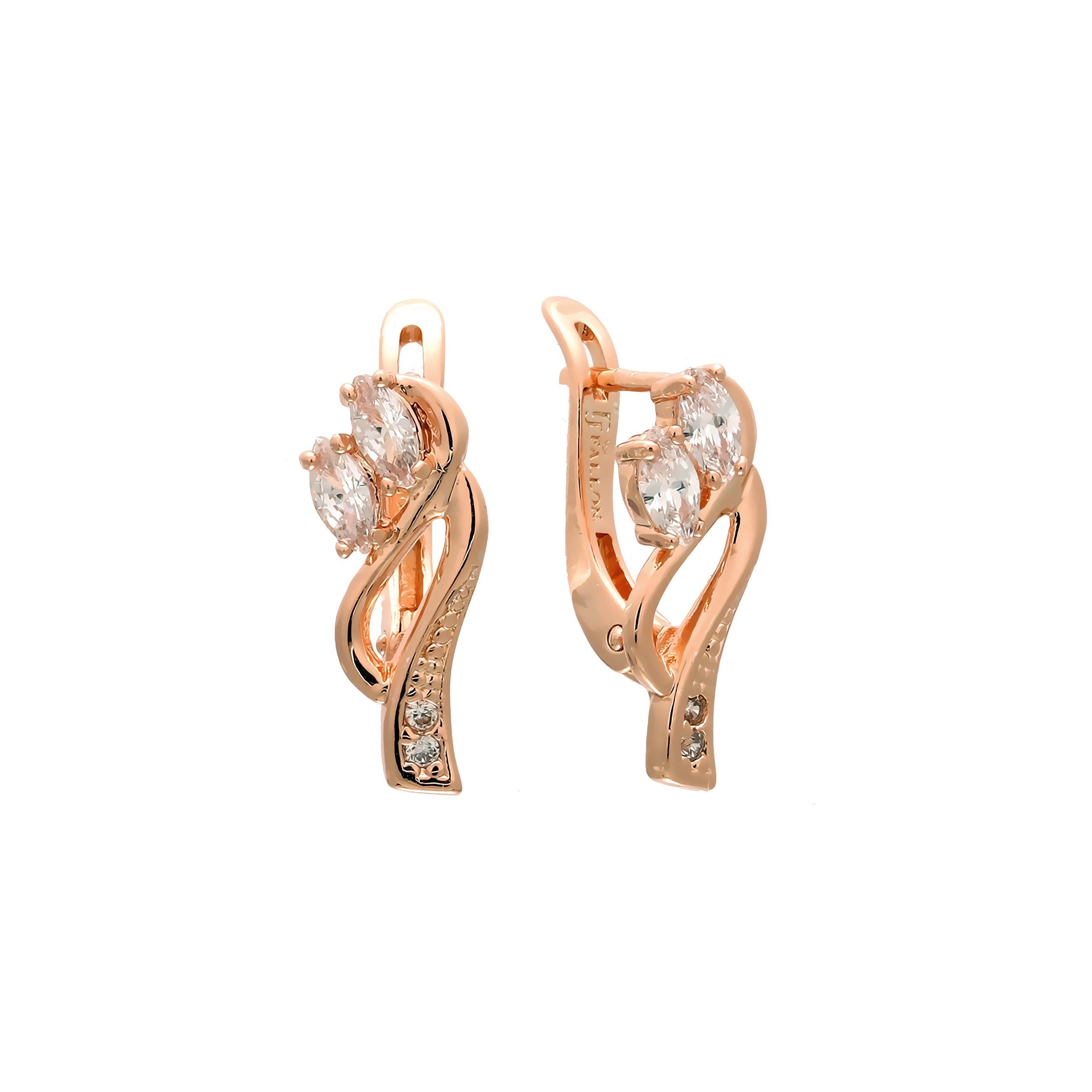 Double Marquise Colorful CZs 14K Gold, Rose Gold Earrings