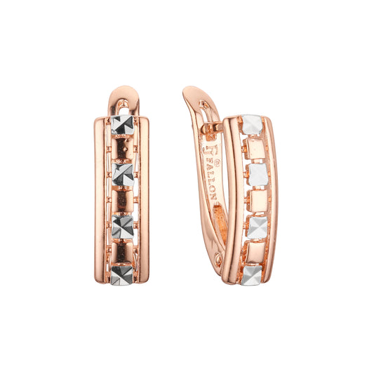 Earrings in Rose Gold, two tone plating colors